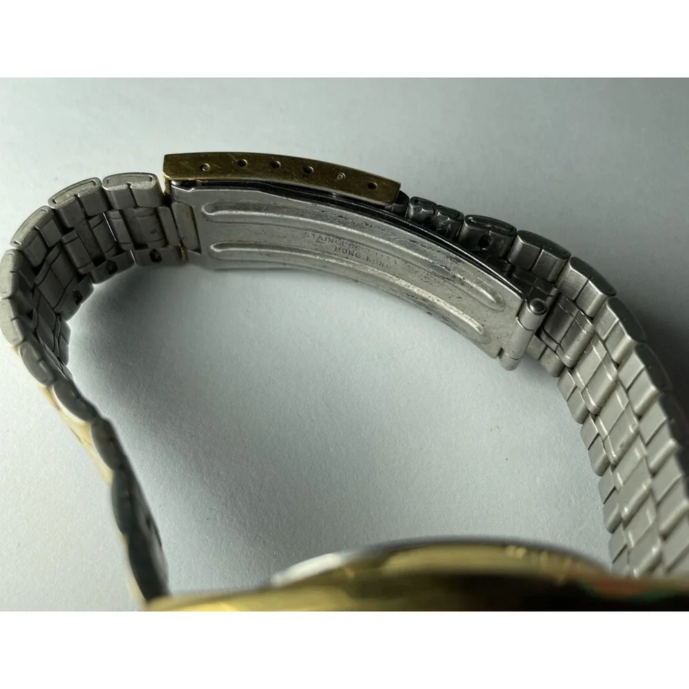 Cracked Crystal Vintage Pulsar Men‎ Y143-X003 Gold Tone Quartz Analog Watch